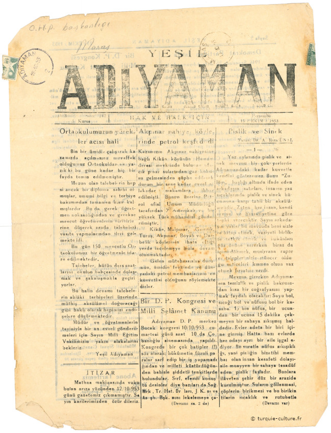 adiyaman yesil, 1953
