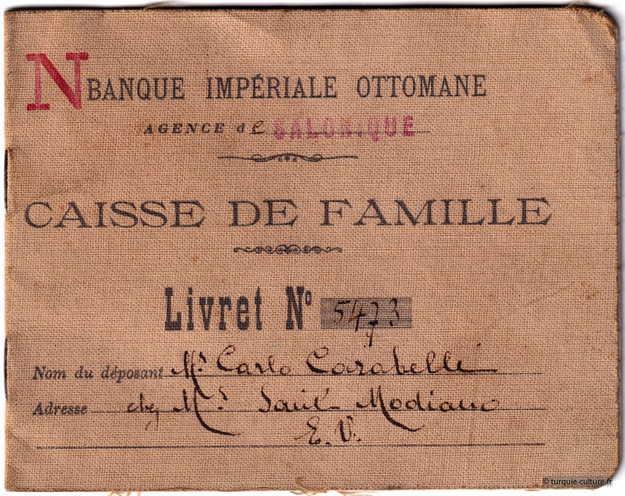 carnet de famille de la Banque impériale ottomane
