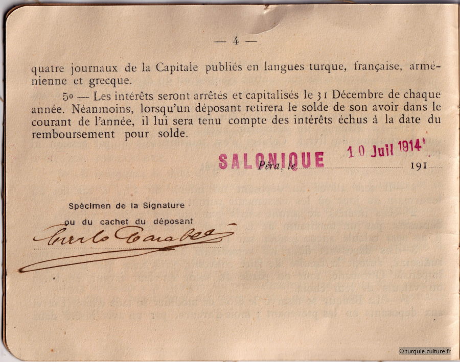 carnet de famille, banque ottomane, 1915