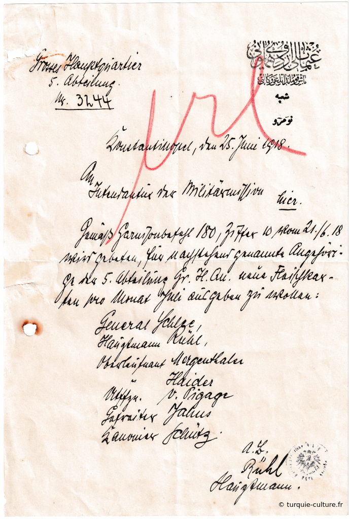 Document manuscrit du 25 juin 1918