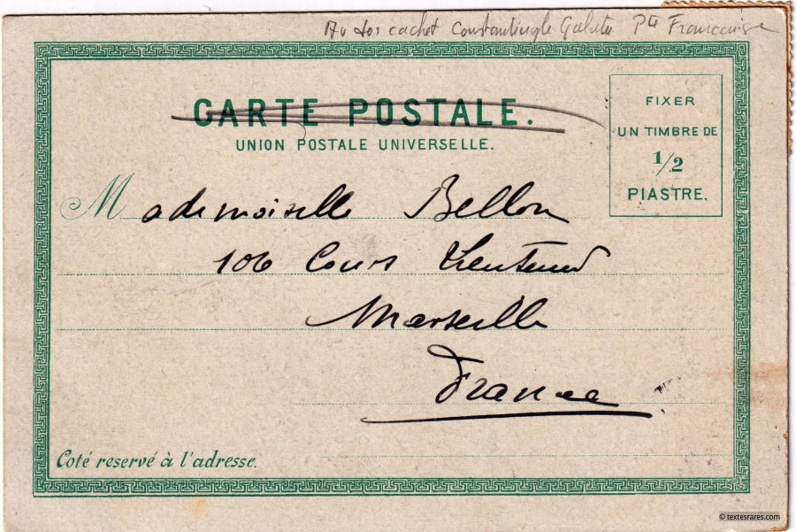 Verso de la carte postale Les enfants du sultan